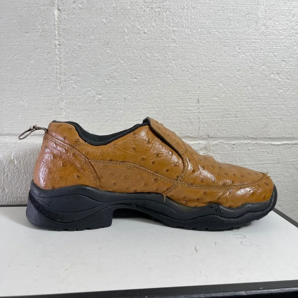 Ariat Brown Ostrich Leather Loafers Slip On‎ Casual Shoes Men's 8.5 D/7.5 UK